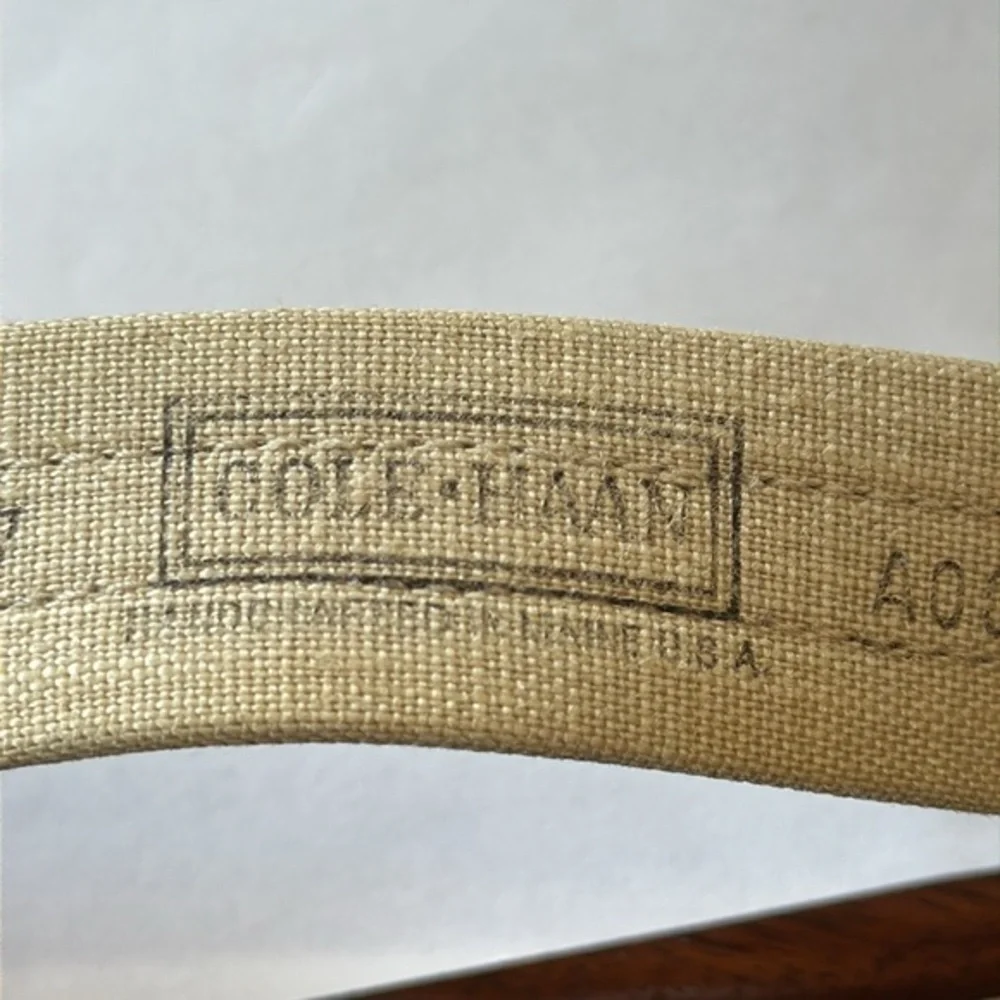 COLE HAAN‎ BROWN LEATHER BEIGE CORD BELT One Size